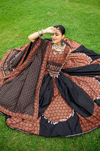 Multicolored Color Pure Cotton Printed Navratri Semi -Stitched Chaniya Choli 