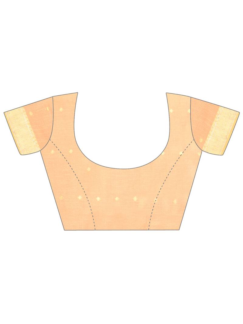 Elora pure linen silk ikat butti zari weaving saree (beige)