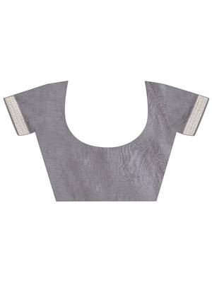 Elora soft silk leaf printed baluchari weaving saree (grey) 7
