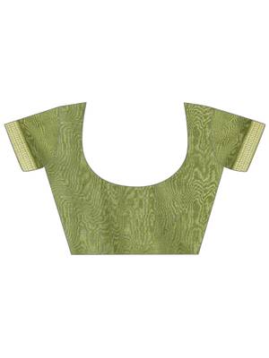 Elora soft silk leaf printed baluchari weaving saree (green) 7
