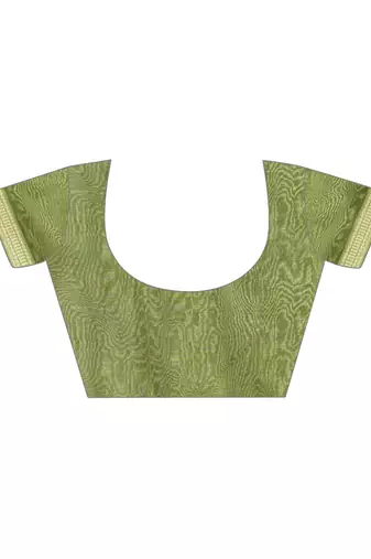 Elora soft silk leaf printed baluchari weaving saree (green)