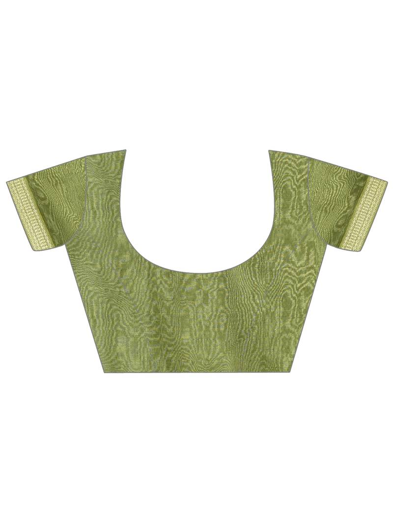 Elora soft silk leaf printed baluchari weaving saree (green)