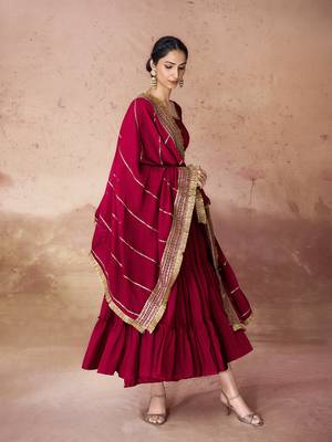 Red embroidered georgette anarkali gown 3