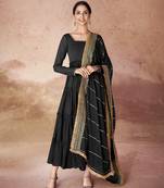 Black embroidered georgette anarkali gown