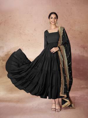 Black embroidered georgette anarkali gown 2