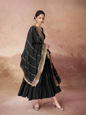 Black embroidered georgette anarkali gown 3