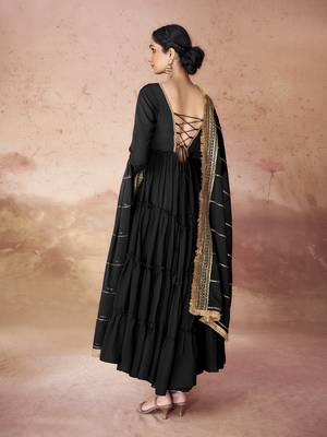 Black embroidered georgette anarkali gown 4