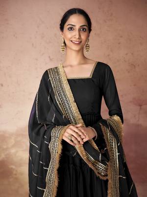 Black embroidered georgette anarkali gown 5