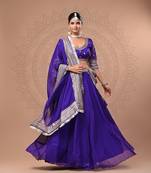 Purple Georgette Lehenga Set with Sequin Embellishments                            