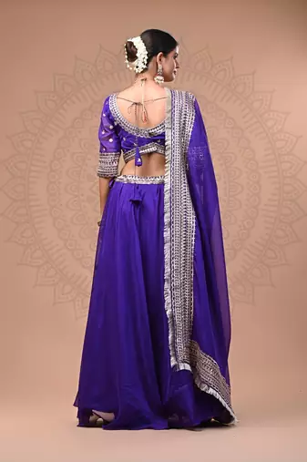 Purple Georgette Lehenga Set with Sequin Embellishments                            