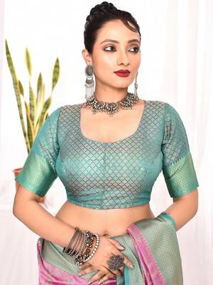 Elora soft silk banarasi woven floral weaving saree (lavender) 7