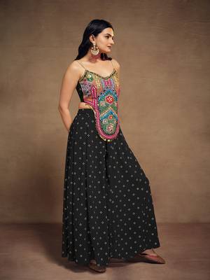Black embroidered georgette co-ord set 2