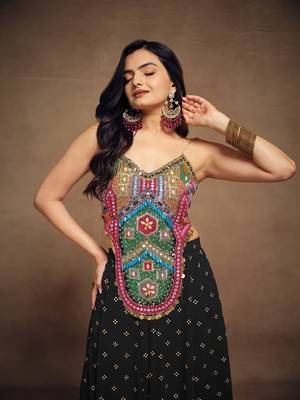 Black embroidered georgette co-ord set 5