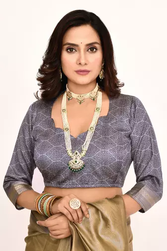 Elora plain banarasi tissue silk weaving saree (grey)