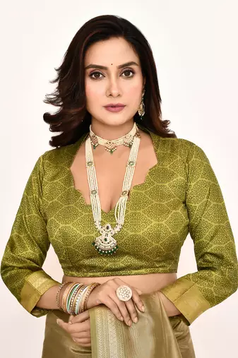 Elora plain banarasi tissue silk weaving saree (green)