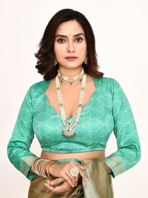 Elora plain banarasi tissue silk weaving saree (sea green) 7
