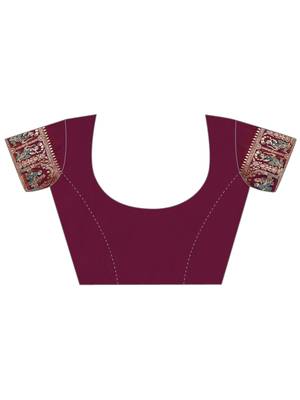 Elora pure soft silk baluchari weaving saree (plum) 7