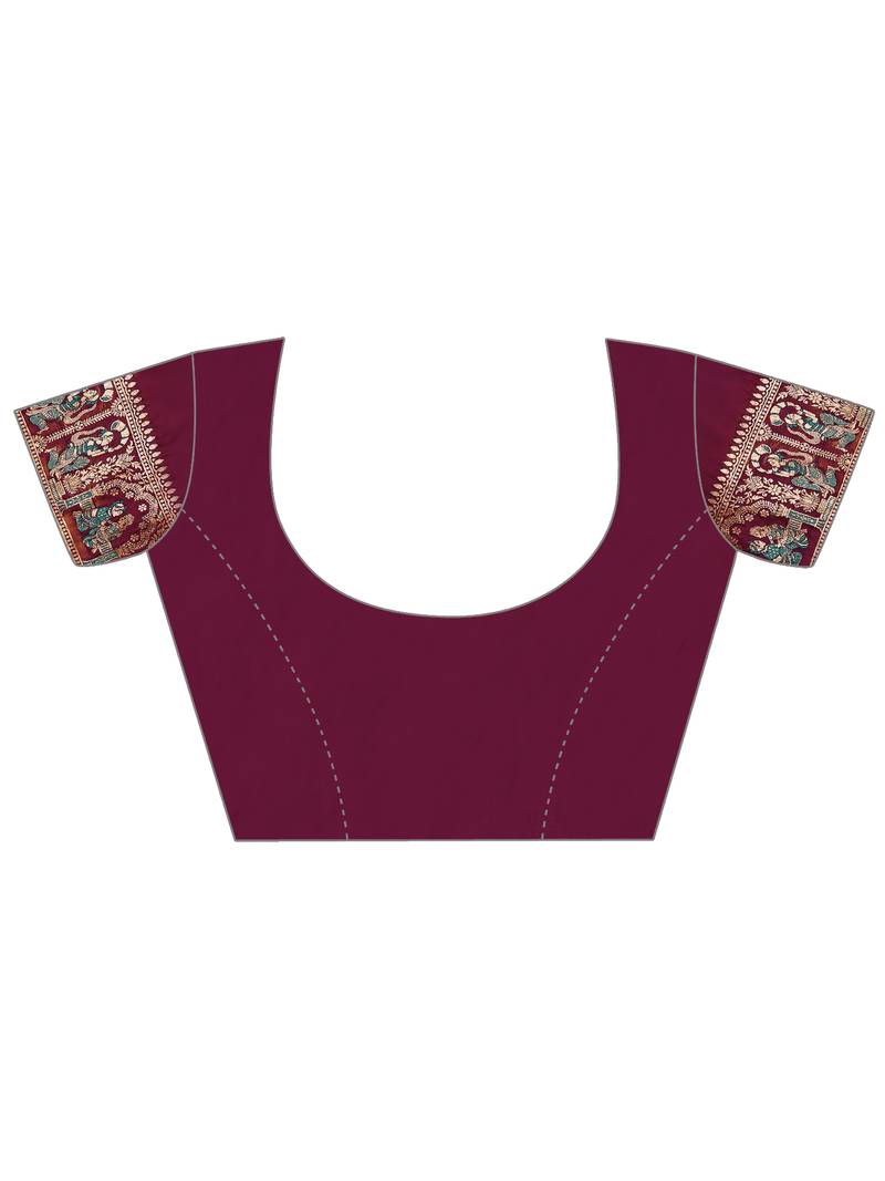 Elora pure soft silk baluchari weaving saree (plum)