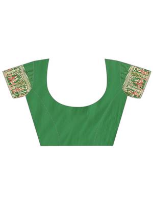 Elora pure soft silk baluchari weaving saree (green) 7