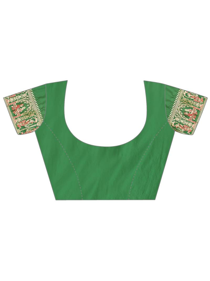 Elora pure soft silk baluchari weaving saree (green)