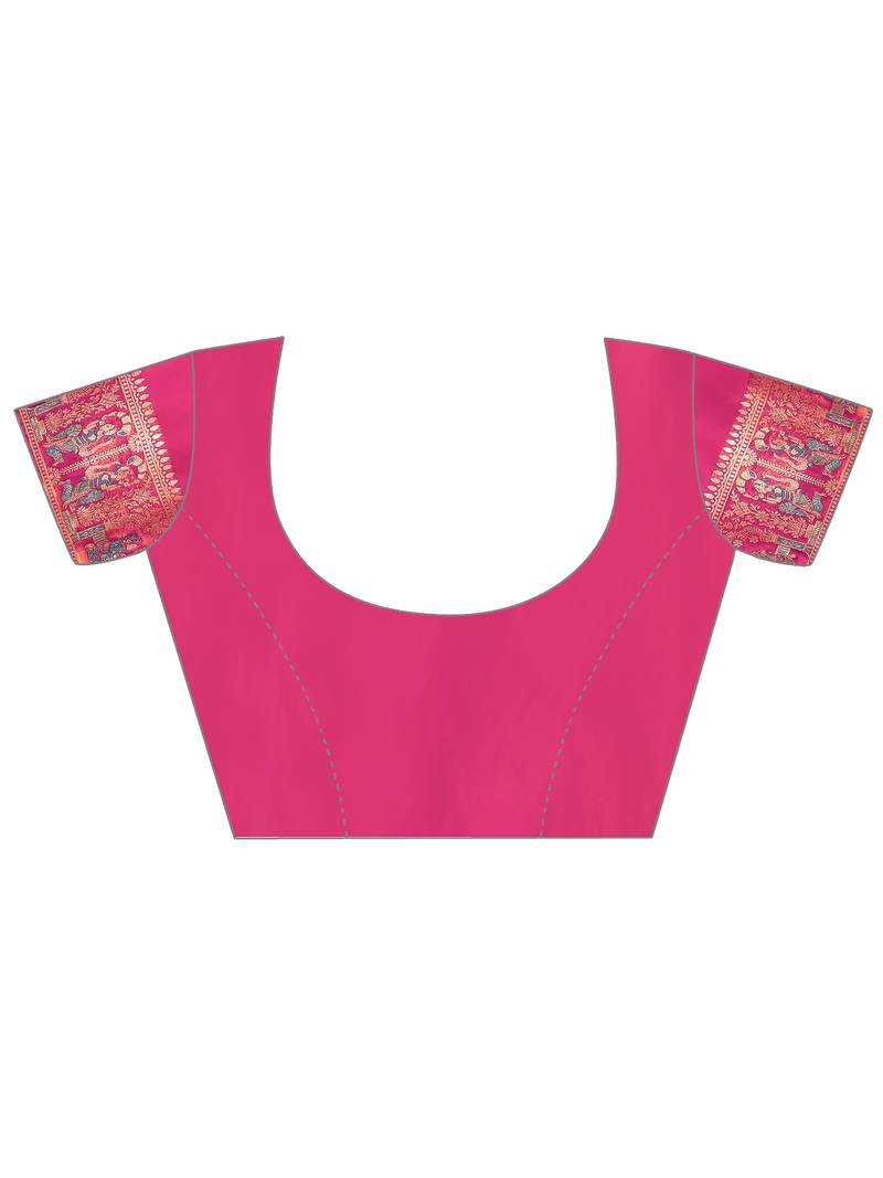 Elora pure soft silk baluchari weaving saree (magenta)