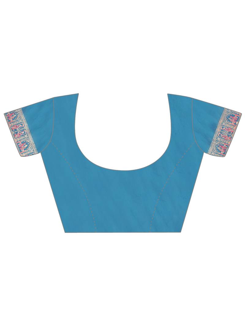 Elora pure soft silk baluchari weaving saree (firozi)