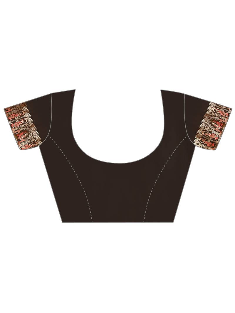 Elora pure soft silk baluchari weaving saree (black)