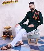 Green rayon embroidery with mirror work wedding function festival navratri party wear diwali straight kurta