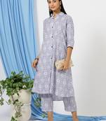 Anushil stylish co-ord set for women - solid shirt style kurti with pants, 2peice kurta with trouser casual wear