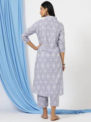 Anushil stylish co-ord set for women - solid shirt style kurti with pants, 2peice kurta with trouser casual wear 2