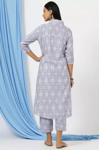 Anushil stylish co-ord set for women - solid shirt style kurti with pants, 2peice kurta with trouser casual wear