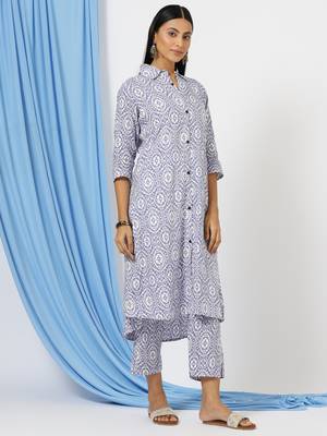 Anushil stylish co-ord set for women - solid shirt style kurti with pants, 2peice kurta with trouser casual wear 3