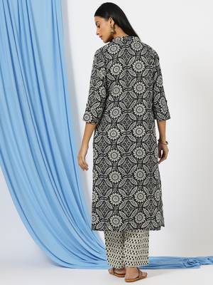 Blck Printed Cotton Kurta with Pant. 2