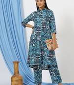 Anushil stylish co-ord set for women - solid shirt style kurti with pants, 2peice kurta with trouser casual wear