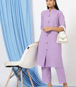 Anushil stylish printed co-ord set for women - shirt style kurti with pants, 2peice kurta with trouser casual wear