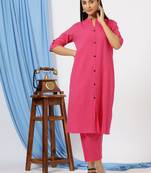 Anushil stylish printed co-ord set for women - shirt style kurti with pants, 2peice kurta with trouser casual wear