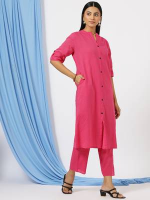 Anushil stylish printed co-ord set for women - shirt style kurti with pants, 2peice kurta with trouser casual wear 3