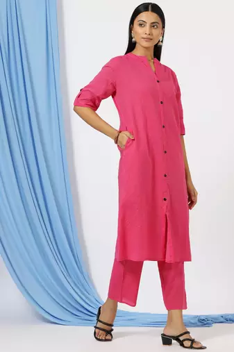 Anushil stylish printed co-ord set for women - shirt style kurti with pants, 2peice kurta with trouser casual wear