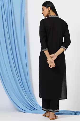 Anushil stylish katha cotton co-ord set for women - shirt style kurti with pants, 2peice kurta with trouser casual wear