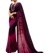 Purple Classic Georgette Rich Printed Work & Less Border With Roto Banglory Blouse