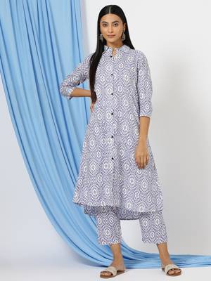 Anushil stylish co-ord set for women - solid shirt style kurti with pants, 2peice kurta with trouser casual wear 5