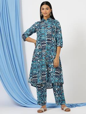 Anushil stylish co-ord set for women - solid shirt style kurti with pants, 2peice kurta with trouser casual wear 4