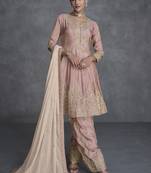 Light peach organza silk embroidered salwar suit