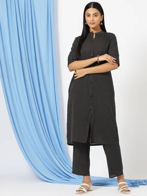 Anushil stylish printed co-ord set for women - shirt style kurti with pants, 2peice kurta with trouser casual wear 5