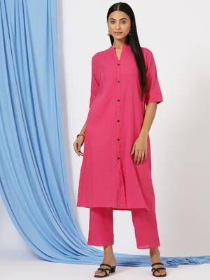 Anushil stylish printed co-ord set for women - shirt style kurti with pants, 2peice kurta with trouser casual wear 5
