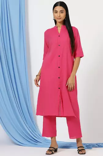 Anushil stylish printed co-ord set for women - shirt style kurti with pants, 2peice kurta with trouser casual wear