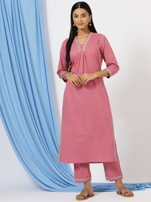 Anushil stylish katha cotton co-ord set for women - shirt style kurti with pants, 2peice kurta with trouser casual wear 5