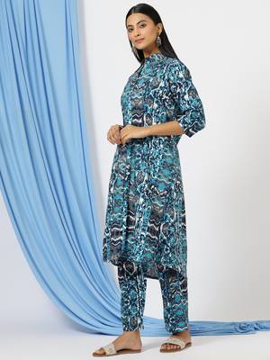 Anushil stylish co-ord set for women - solid shirt style kurti with pants, 2peice kurta with trouser casual wear 5