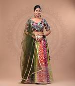  Multi-colored Georgette Lehenga Set with Thread and Sequin Work