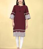 Women's cotton embroidered designer kurti, bell sleeves